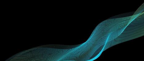 dynamisch blauw helling golvend lijnen Aan zwart achtergrond. concept van modern technologie en communicatie spandoek. vector illustratie
