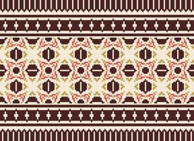 kruis steek traditioneel etnisch patroon paisley bloem ikat achtergrond abstract aztec Afrikaanse Indonesisch Indisch naadloos patroon voor kleding stof afdrukken kleding jurk tapijt gordijnen en sarong vector