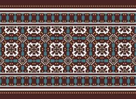 mooi bloemen kruis steek patroon.geometrisch etnisch oosters patroon traditioneel achtergrond.aztec stijl abstract vector illustratie.ontwerp voor textuur,stof,kleding,verpakking,decoratie,tapijt.