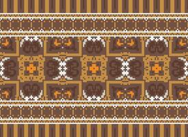 pixel jaargangen kruis steek traditioneel etnisch patroon paisley bloem ikat achtergrond abstract aztec Afrikaanse Indonesisch Indisch naadloos patroon voor kleding stof afdrukken kleding jurk tapijt gordijnen en sarong vector