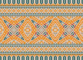 pixel jaargangen kruis steek traditioneel etnisch patroon paisley bloem ikat achtergrond abstract aztec Afrikaanse Indonesisch Indisch naadloos patroon voor kleding stof afdrukken kleding jurk tapijt gordijnen en sarong vector