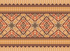 pixel jaargangen kruis steek traditioneel etnisch patroon paisley bloem ikat achtergrond abstract aztec Afrikaanse Indonesisch Indisch naadloos patroon voor kleding stof afdrukken kleding jurk tapijt gordijnen en sarong vector