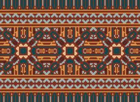 pixel jaargangen kruis steek traditioneel etnisch patroon paisley bloem ikat achtergrond abstract aztec Afrikaanse Indonesisch Indisch naadloos patroon voor kleding stof afdrukken kleding jurk tapijt gordijnen en sarong vector