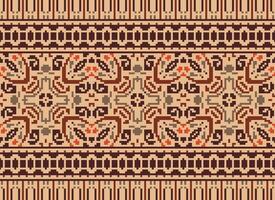 pixel jaargangen kruis steek traditioneel etnisch patroon paisley bloem ikat achtergrond abstract aztec Afrikaanse Indonesisch Indisch naadloos patroon voor kleding stof afdrukken kleding jurk tapijt gordijnen en sarong vector