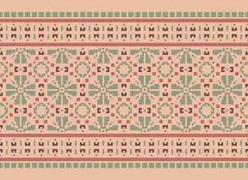 pixel jaargangen kruis steek traditioneel etnisch patroon paisley bloem ikat achtergrond abstract aztec Afrikaanse Indonesisch Indisch naadloos patroon voor kleding stof afdrukken kleding jurk tapijt gordijnen en sarong vector