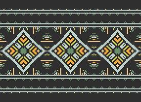 pixel jaargangen kruis steek traditioneel etnisch patroon paisley bloem ikat achtergrond abstract aztec Afrikaanse Indonesisch Indisch naadloos patroon voor kleding stof afdrukken kleding jurk tapijt gordijnen en sarong vector