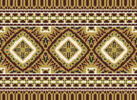 pixel jaargangen kruis steek traditioneel etnisch patroon paisley bloem ikat achtergrond abstract aztec Afrikaanse Indonesisch Indisch naadloos patroon voor kleding stof afdrukken kleding jurk tapijt gordijnen en sarong vector