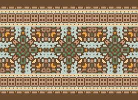 pixel jaargangen kruis steek traditioneel etnisch patroon paisley bloem ikat achtergrond abstract aztec Afrikaanse Indonesisch Indisch naadloos patroon voor kleding stof afdrukken kleding jurk tapijt gordijnen en sarong vector