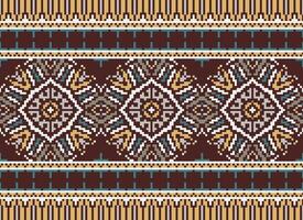 pixel kruis steek traditioneel etnisch patroon paisley bloem ikat achtergrond abstract aztec Afrikaanse Indonesisch Indisch naadloos patroon voor kleding stof afdrukken kleding jurk tapijt gordijnen en sarong vector