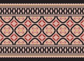 pixel kruis steek traditioneel etnisch patroon paisley bloem ikat achtergrond abstract aztec Afrikaanse Indonesisch Indisch naadloos patroon voor kleding stof afdrukken kleding jurk tapijt gordijnen en sarong vector