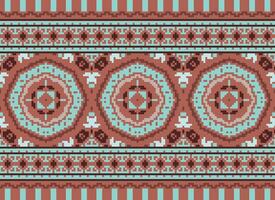 pixel kruis steek traditioneel etnisch patroon paisley bloem ikat achtergrond abstract aztec Afrikaanse Indonesisch Indisch naadloos patroon voor kleding stof afdrukken kleding jurk tapijt gordijnen en sarong vector