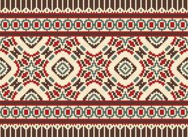 jaargangen kruis steek traditioneel etnisch patroon paisley bloem ikat achtergrond abstract aztec Afrikaanse Indonesisch Indisch naadloos patroon voor kleding stof afdrukken kleding jurk tapijt gordijnen en sarong vector