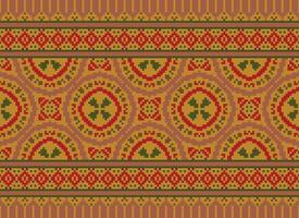 jaargangen kruis steek traditioneel etnisch patroon paisley bloem ikat achtergrond abstract aztec Afrikaanse Indonesisch Indisch naadloos patroon voor kleding stof afdrukken kleding jurk tapijt gordijnen en sarong vector