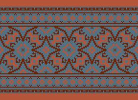 pixel jaargangen kruis steek traditioneel etnisch patroon paisley bloem ikat achtergrond abstract aztec Afrikaanse Indonesisch Indisch naadloos patroon voor kleding stof afdrukken kleding jurk tapijt gordijnen en sarong vector