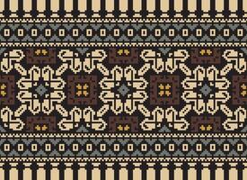 pixel jaargangen kruis steek traditioneel etnisch patroon paisley bloem ikat achtergrond abstract aztec Afrikaanse Indonesisch Indisch naadloos patroon voor kleding stof afdrukken kleding jurk tapijt gordijnen en sarong vector