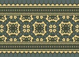 pixel jaargangen kruis steek traditioneel etnisch patroon paisley bloem ikat achtergrond abstract aztec Afrikaanse Indonesisch Indisch naadloos patroon voor kleding stof afdrukken kleding jurk tapijt gordijnen en sarong vector