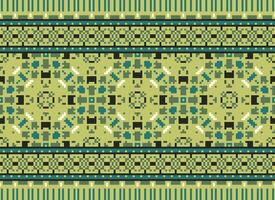 pixel jaargangen kruis steek traditioneel etnisch patroon paisley bloem ikat achtergrond abstract aztec Afrikaanse Indonesisch Indisch naadloos patroon voor kleding stof afdrukken kleding jurk tapijt gordijnen en sarong vector