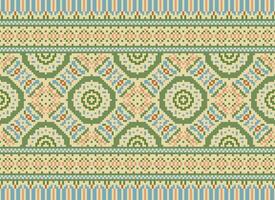 pixel jaargangen kruis steek traditioneel etnisch patroon paisley bloem ikat achtergrond abstract aztec Afrikaanse Indonesisch Indisch naadloos patroon voor kleding stof afdrukken kleding jurk tapijt gordijnen en sarong vector