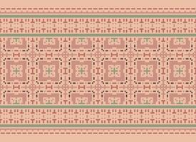 pixel jaargangen kruis steek traditioneel etnisch patroon paisley bloem ikat achtergrond abstract aztec Afrikaanse Indonesisch Indisch naadloos patroon voor kleding stof afdrukken kleding jurk tapijt gordijnen en sarong vector