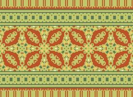 pixel jaargangen kruis steek traditioneel etnisch patroon paisley bloem ikat achtergrond abstract aztec Afrikaanse Indonesisch Indisch naadloos patroon voor kleding stof afdrukken kleding jurk tapijt gordijnen en sarong vector