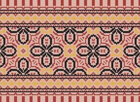 pixel jaargangen kruis steek traditioneel etnisch patroon paisley bloem ikat achtergrond abstract aztec Afrikaanse Indonesisch Indisch naadloos patroon voor kleding stof afdrukken kleding jurk tapijt gordijnen en sarong vector