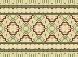 pixel jaargangen kruis steek traditioneel etnisch patroon paisley bloem ikat achtergrond abstract aztec Afrikaanse Indonesisch Indisch naadloos patroon voor kleding stof afdrukken kleding jurk tapijt gordijnen en sarong vector