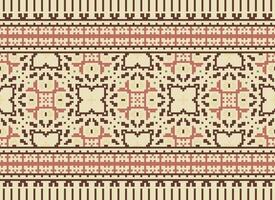 pixel jaargangen kruis steek traditioneel etnisch patroon paisley bloem ikat achtergrond abstract aztec Afrikaanse Indonesisch Indisch naadloos patroon voor kleding stof afdrukken kleding jurk tapijt gordijnen en sarong vector