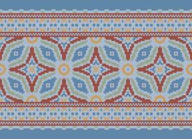 pixel jaargangen kruis steek traditioneel etnisch patroon paisley bloem ikat achtergrond abstract aztec Afrikaanse Indonesisch Indisch naadloos patroon voor kleding stof afdrukken kleding jurk tapijt gordijnen en sarong vector