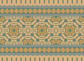 pixel jaargangen kruis steek traditioneel etnisch patroon paisley bloem ikat achtergrond abstract aztec Afrikaanse Indonesisch Indisch naadloos patroon voor kleding stof afdrukken kleding jurk tapijt gordijnen en sarong vector