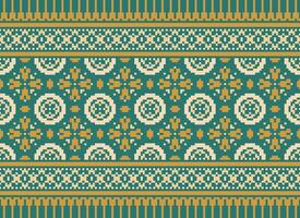 jaargangen kruis steek traditioneel etnisch patroon paisley bloem ikat achtergrond abstract aztec Afrikaanse Indonesisch Indisch naadloos patroon voor kleding stof afdrukken kleding jurk tapijt gordijnen en sarong vector