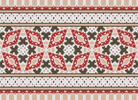 mooi pixel patronen traditioneel volk stijl, meetkundig etnisch naadloos patroon vector illustratie. ontwerp voor kruis steek, tapijt, behang, kleding, tekst kleding stof, inpakken, batik, borduurwerk