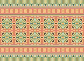 natuur jaargangen kruis steek traditioneel etnisch patroon paisley bloem ikat achtergrond abstract aztec Afrikaanse Indonesisch Indisch naadloos patroon voor kleding stof afdrukken kleding jurk tapijt gordijnen en sarong vector