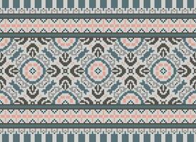 natuur jaargangen kruis steek traditioneel etnisch patroon paisley bloem ikat achtergrond abstract aztec Afrikaanse Indonesisch Indisch naadloos patroon voor kleding stof afdrukken kleding jurk tapijt gordijnen en sarong vector