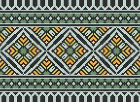 meetkundig etnisch patroon. pixel patroon. ontwerp voor kleding, kleding stof, achtergrond, behang, inpakken, batik. breigoed, borduurwerk stijl. aztec meetkundig kunst ornament afdrukken. vector illustratie.