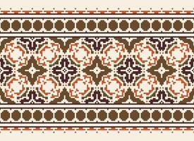 pixel jaargangen kruis steek traditioneel etnisch patroon paisley bloem ikat achtergrond abstract aztec Afrikaanse Indonesisch Indisch naadloos patroon voor kleding stof afdrukken kleding jurk tapijt gordijnen en sarong vector