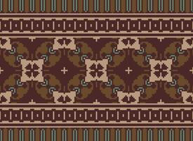 pixel jaargangen kruis steek traditioneel etnisch patroon paisley bloem ikat achtergrond abstract aztec Afrikaanse Indonesisch Indisch naadloos patroon voor kleding stof afdrukken kleding jurk tapijt gordijnen en sarong vector