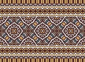 pixel jaargangen kruis steek traditioneel etnisch patroon paisley bloem ikat achtergrond abstract aztec Afrikaanse Indonesisch Indisch naadloos patroon voor kleding stof afdrukken kleding jurk tapijt gordijnen en sarong vector