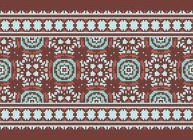 pixel jaargangen kruis steek traditioneel etnisch patroon paisley bloem ikat achtergrond abstract aztec Afrikaanse Indonesisch Indisch naadloos patroon voor kleding stof afdrukken kleding jurk tapijt gordijnen en sarong vector