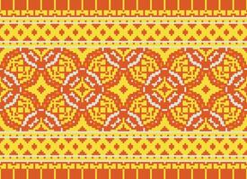 pixel kruis steek traditioneel etnisch patroon paisley bloem ikat achtergrond abstract aztec Afrikaanse Indonesisch Indisch naadloos patroon voor kleding stof afdrukken kleding jurk tapijt gordijnen en sarong vector