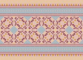 pixel kruis steek traditioneel etnisch patroon paisley bloem ikat achtergrond abstract aztec Afrikaanse Indonesisch Indisch naadloos patroon voor kleding stof afdrukken kleding jurk tapijt gordijnen en sarong vector