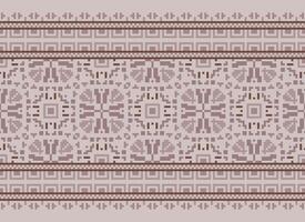 pixel kruis steek traditioneel etnisch patroon paisley bloem ikat achtergrond abstract aztec Afrikaanse Indonesisch Indisch naadloos patroon voor kleding stof afdrukken kleding jurk tapijt gordijnen en sarong vector