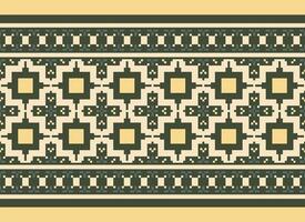 pixel ikat en kruis steek meetkundig naadloos patroon etnisch oosters traditioneel. aztec stijl illustratie ontwerp voor tapijt, behang, kleding, inpakken, batik. vector