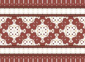 pixel kruis steek traditioneel etnisch patroon paisley bloem ikat achtergrond abstract aztec Afrikaanse Indonesisch Indisch naadloos patroon voor kleding stof afdrukken kleding jurk tapijt gordijnen en sarong vector