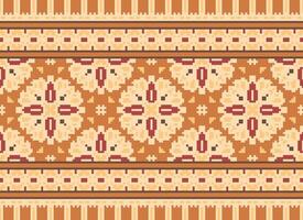 pixel kruis steek traditioneel etnisch patroon paisley bloem ikat achtergrond abstract aztec Afrikaanse Indonesisch Indisch naadloos patroon voor kleding stof afdrukken kleding jurk tapijt gordijnen en sarong vector