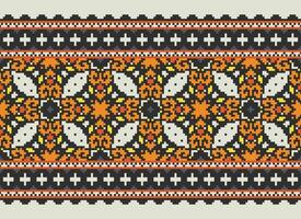 pixel kruis steek traditioneel etnisch patroon paisley bloem ikat achtergrond abstract aztec Afrikaanse Indonesisch Indisch naadloos patroon voor kleding stof afdrukken kleding jurk tapijt gordijnen en sarong vector