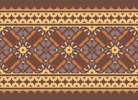 pixel kruis steek traditioneel etnisch patroon paisley bloem ikat achtergrond abstract aztec Afrikaanse Indonesisch Indisch naadloos patroon voor kleding stof afdrukken kleding jurk tapijt gordijnen en sarong vector