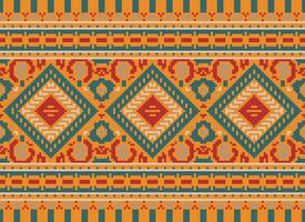 pixel kruis steek traditioneel etnisch patroon paisley bloem ikat achtergrond abstract aztec Afrikaanse Indonesisch Indisch naadloos patroon voor kleding stof afdrukken kleding jurk tapijt gordijnen en sarong vector