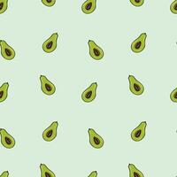 rijp, sappig avocado besnoeiing met bladeren, naadloos meetkundig patroon, vector.hand getrokken in tekening stijl.design voor het drukken Aan stoffen, vakantie en banketbakkerij verpakking, behang, omhulsel en vodje vector