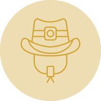 cowboy hoed lijn geel cirkel icoon vector