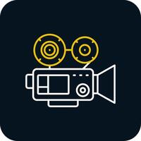video camera lijn geel wit icoon vector